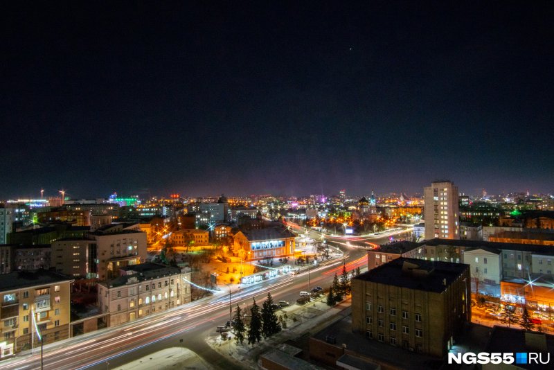 Омск центр города ночной