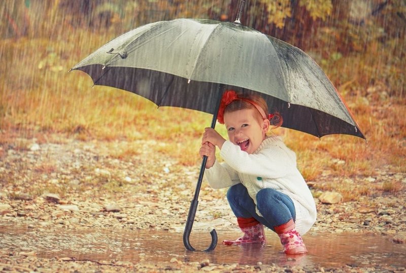 Осень дети под зонтом