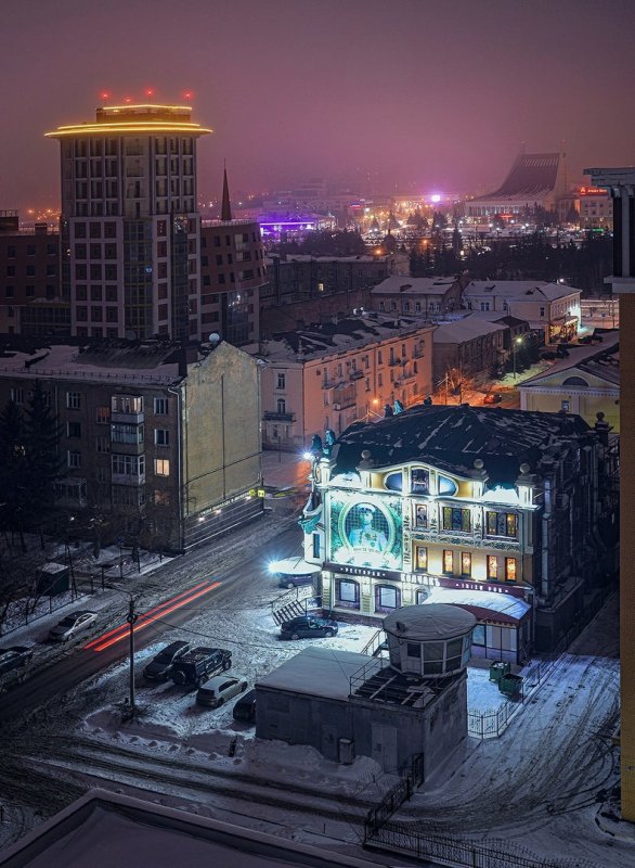 Московка ночной Омск с высоты