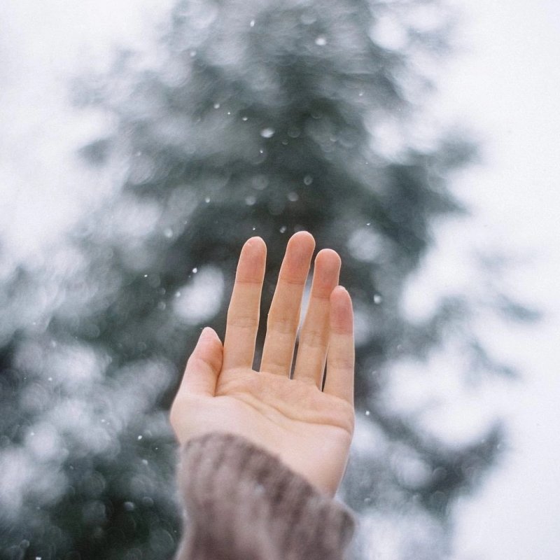 Женская рука и снег