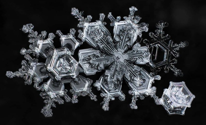 Снежинки под микроскопом фото