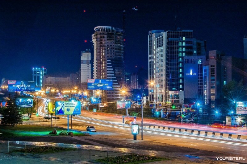 Ночной город Новосибирск