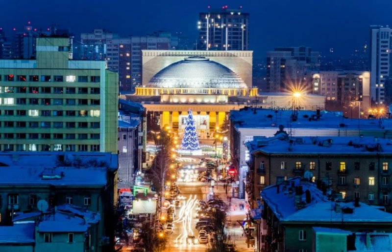 Улица Ленина Новосибирск зима