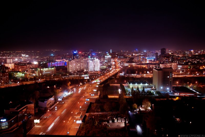 Ночной Новосибирск Октябрьская магистраль