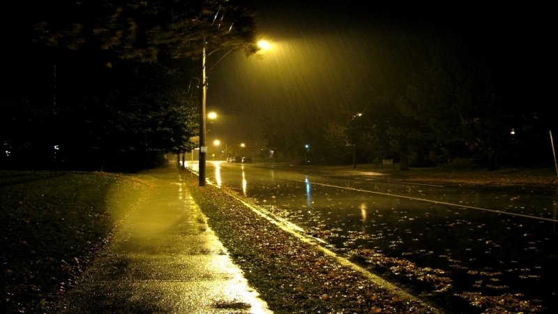 Ночной город дождь