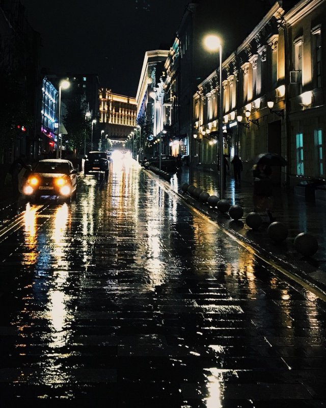 Ночной город дождь