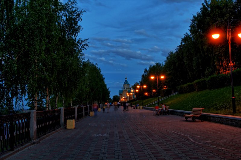 Александровский сад Нижний Новгород вечером