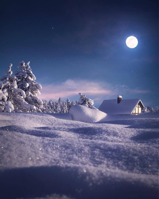Зимняя Сказочная Лунная ночь