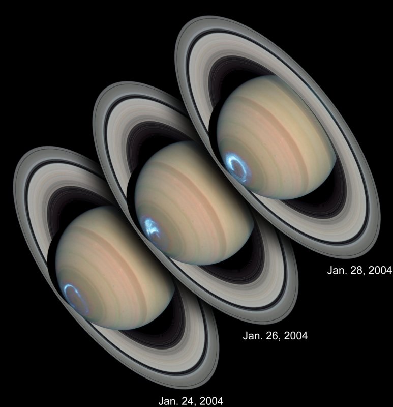 Полярное сияние на Сатурне снимок в ультрафиолете