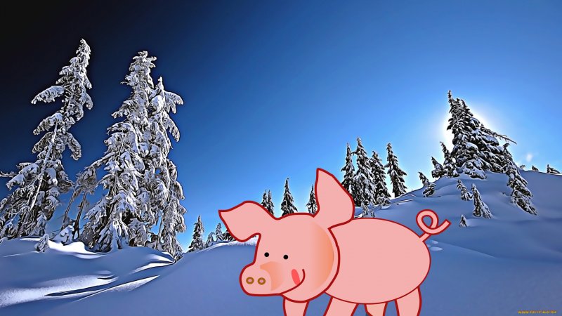 Свинья из снега на дворе
