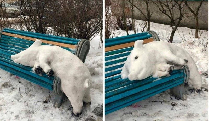 Свинья из снега