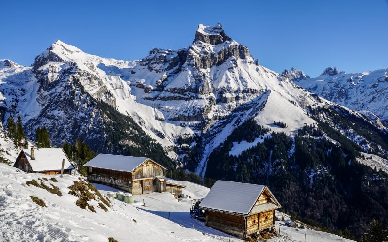 Швейцария горы Альпы зима