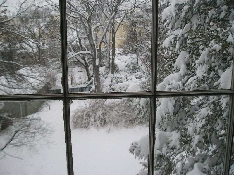 Вид из окна снег