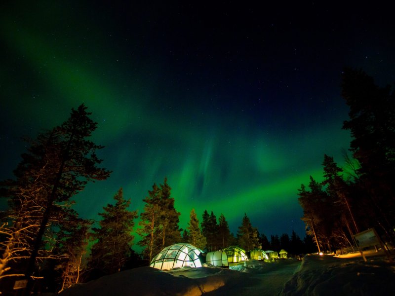 Резиденция Санта Клауса в Финляндии Северное сияние