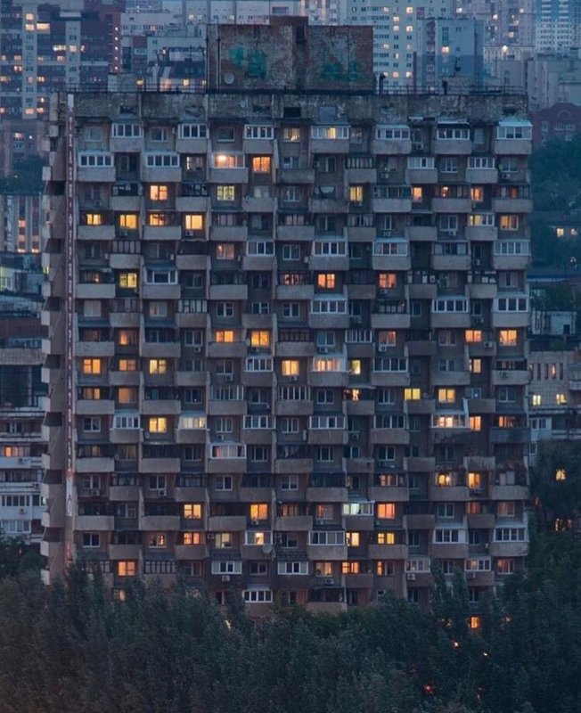 Многоэтажки в России Эстетика ночь