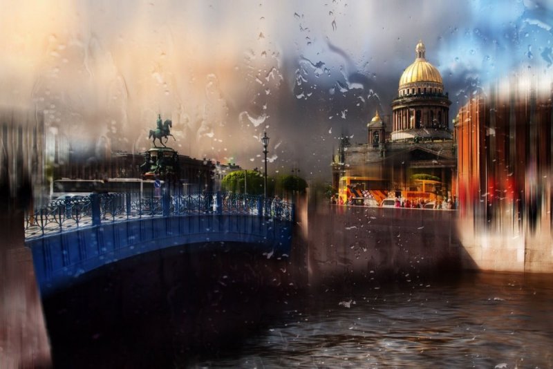 Санкт-Петербург дождь набережная