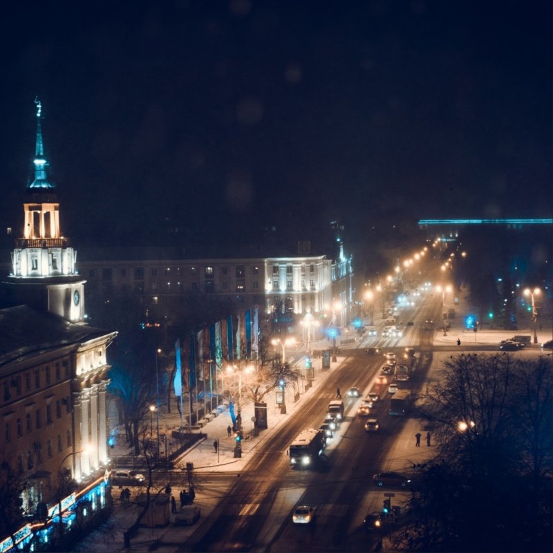 Ночной Воронеж зимой
