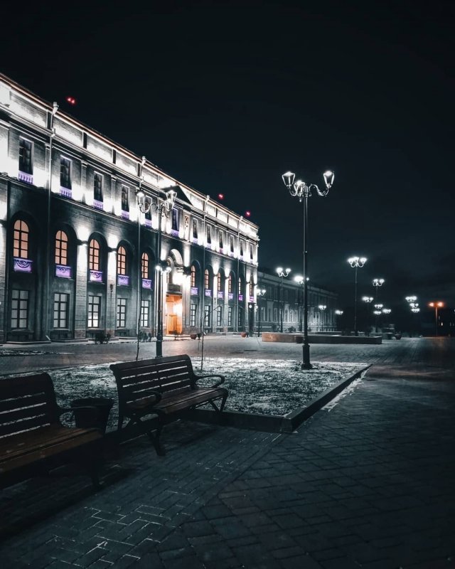 Улица Ленина Омск ночью