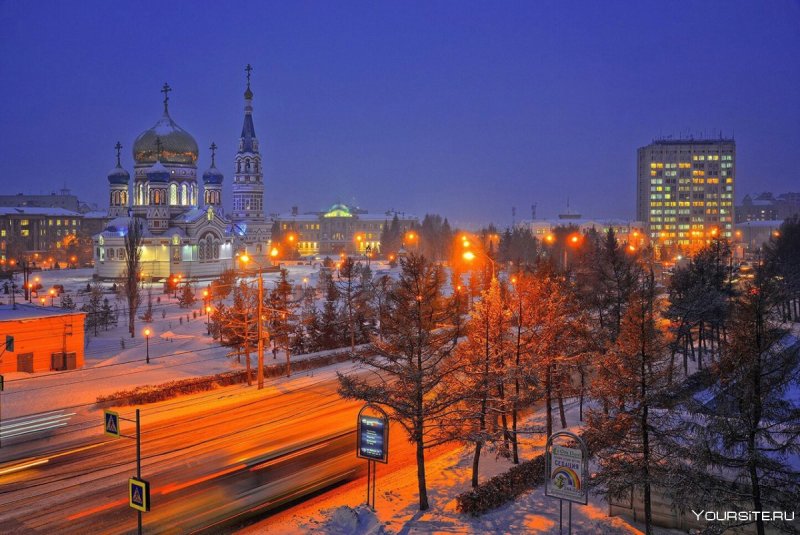 Омск центр города зимой