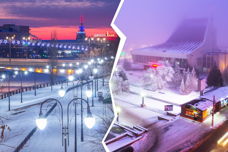Зимний ночной Омск 2020