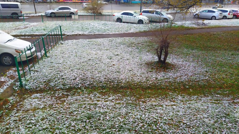 В Мурманске выпал снег