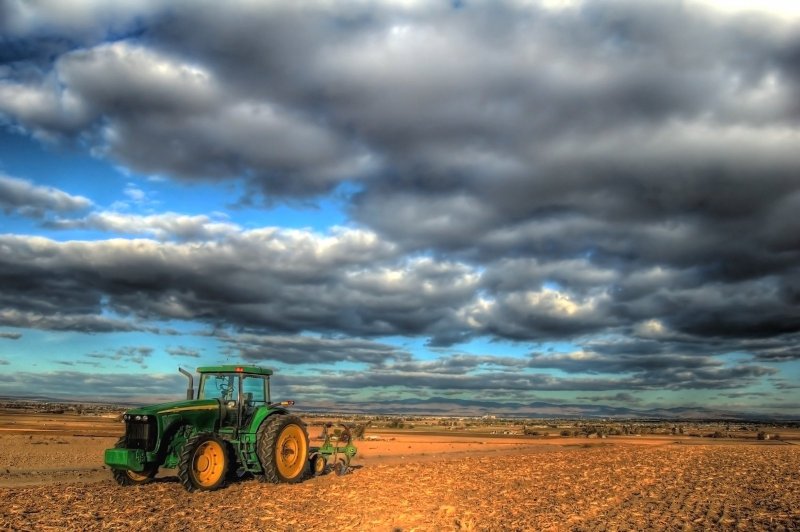 Красивый трактор в поле