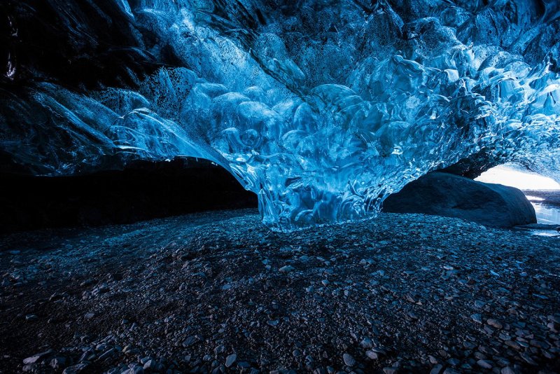 Кристалл оранжевая и голубая пещера Шахты подземные