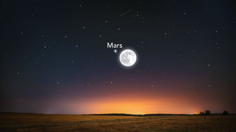 Луна и Марс на небе