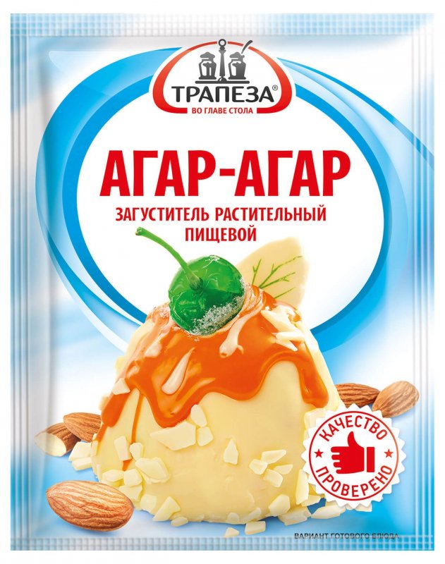 Агар-агар загуститель пищевой растительный "Трапеза" 10 гр