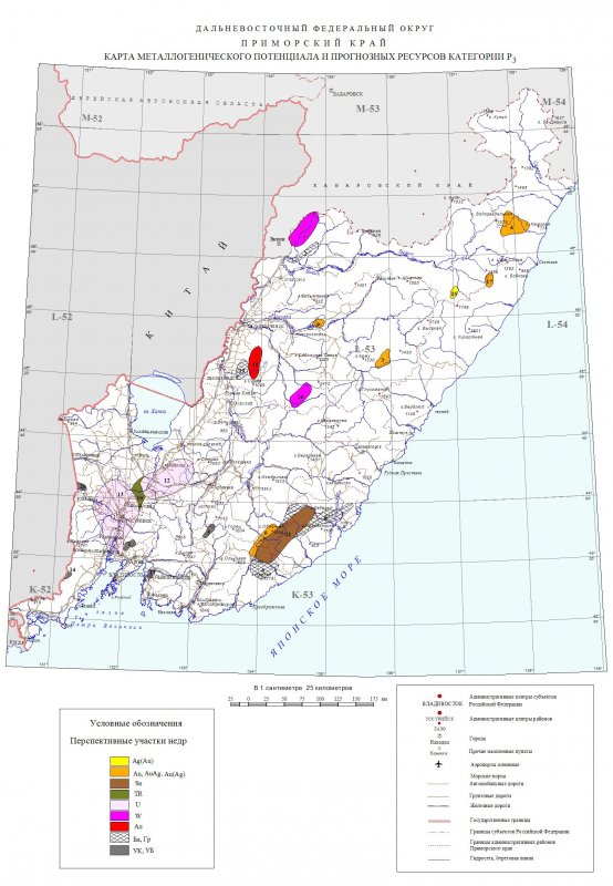 Месторождения золота в Приморском крае на карте