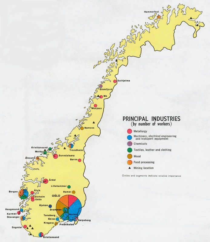 Карта промышленности Норвегии