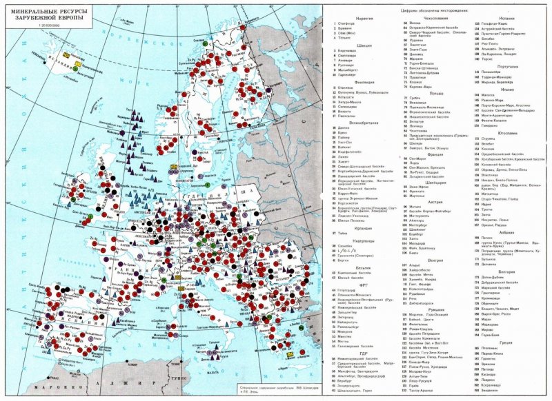 Полезные ископаемые Европы карта