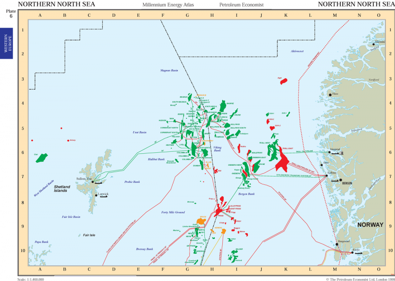 Газовые месторождения Северное море карта