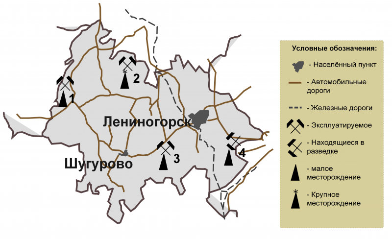 Карта месторождений Татарстана