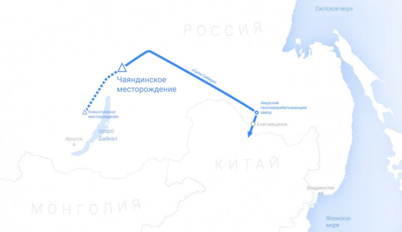 Чаяндинское месторождение Якутия на карте России
