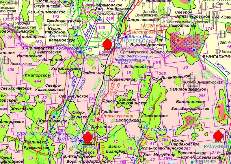 Карта месторождений ХМАО