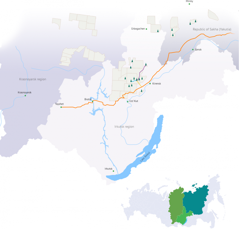 Карта Ярактинского месторождения Иркутской нефтяной компании