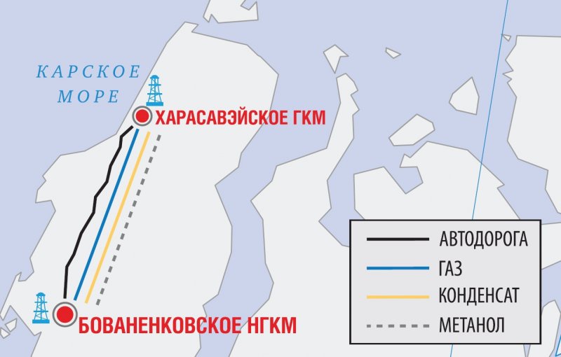 Харасавэйское месторождение на карте Ямала