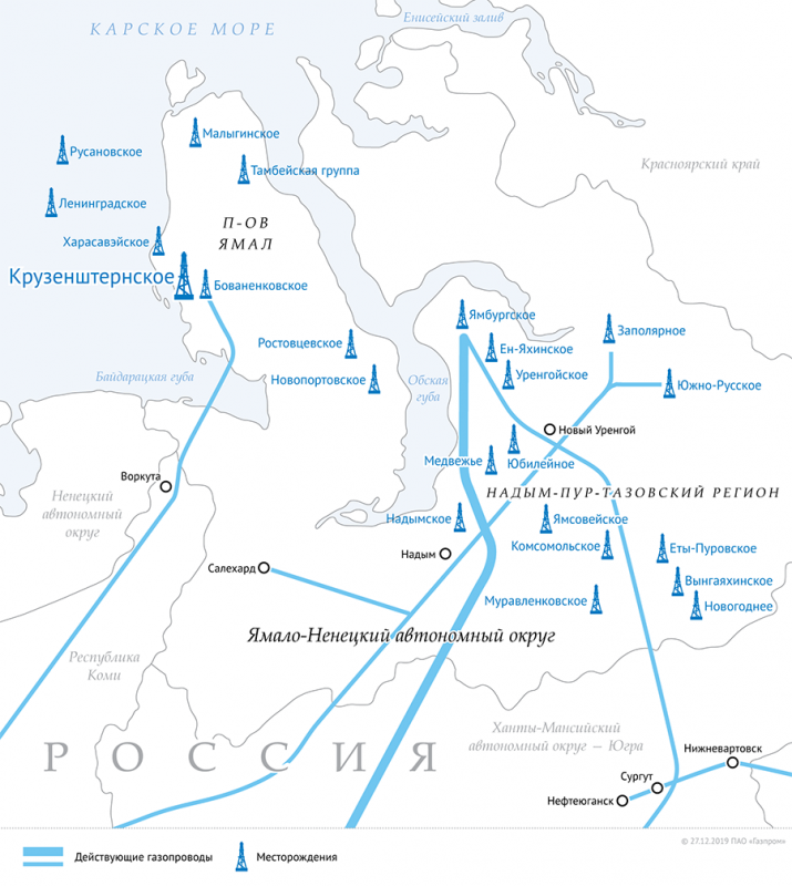 Бованенковское нефтегазоконденсатное месторождение на карте