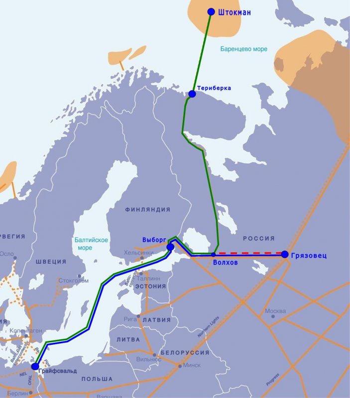 Штокманское месторождение газа на карте