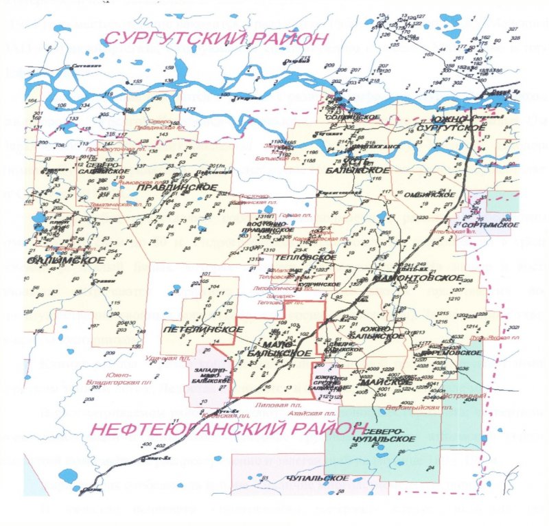 Карта кустов Приразломного месторождения ХМАО