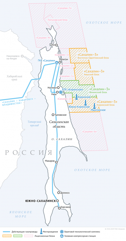 Сахалин 3 месторождение газа на карте