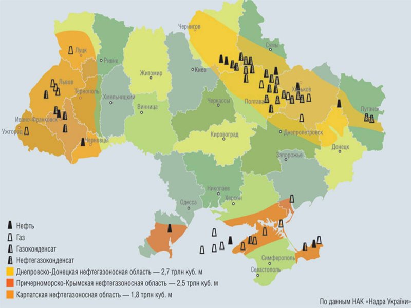 Месторождения нефти и газа вна Украине