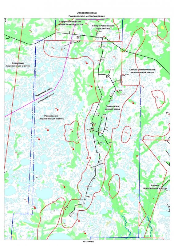 Карта крайнего месторождения ЯНАО