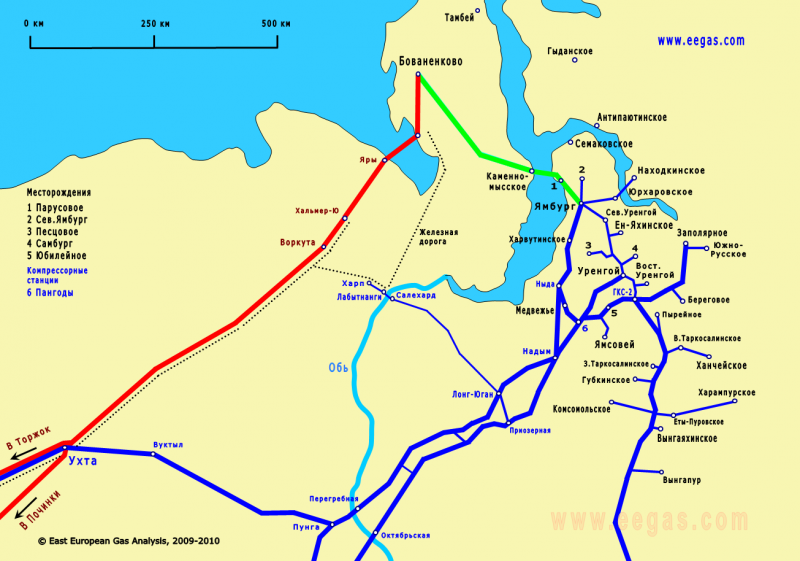 Бованенковское месторождение газа на карте России