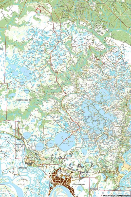 Карта Самотлорского месторождения Нижневартовск