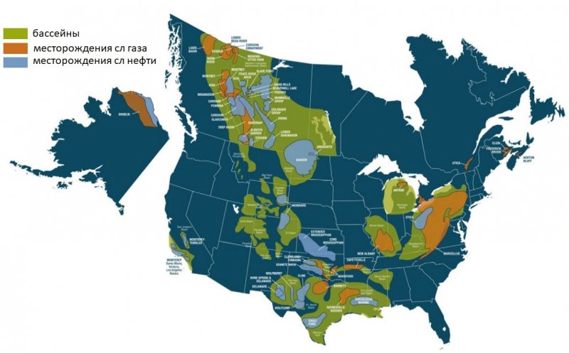 Газовые месторождения США карта