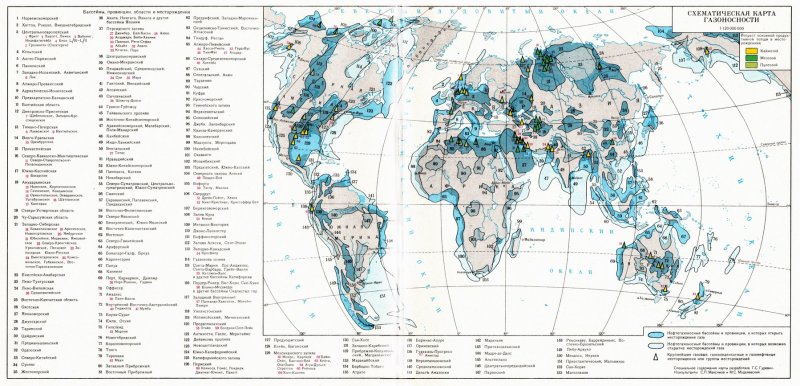Крупнейшие месторождения нефти и природного газа на карте мира