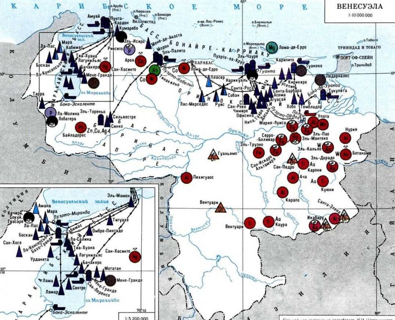 Карта полезных ископаемых Венесуэлы