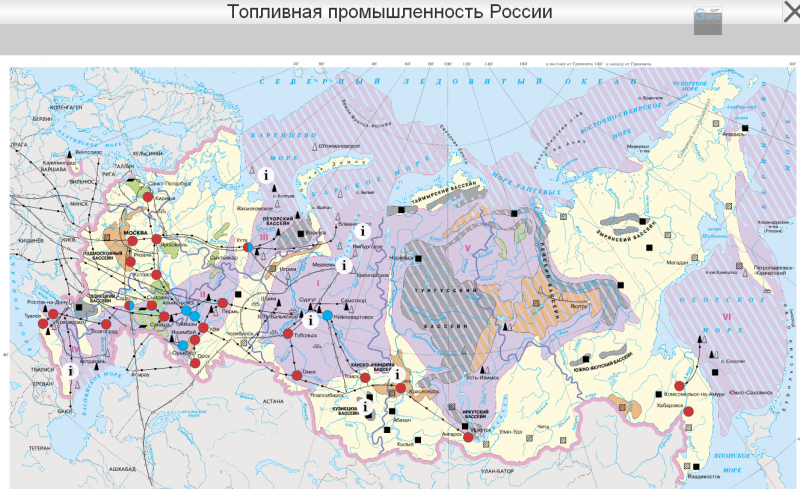 Контурная карта топливно энергетический комплекс России 9 класс